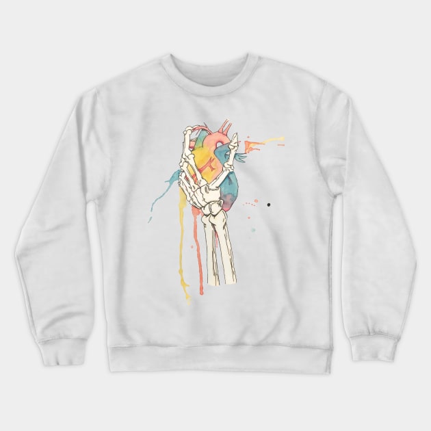 Skeleton Hand and Rainbow Heart Crewneck Sweatshirt by Créa'RiBo